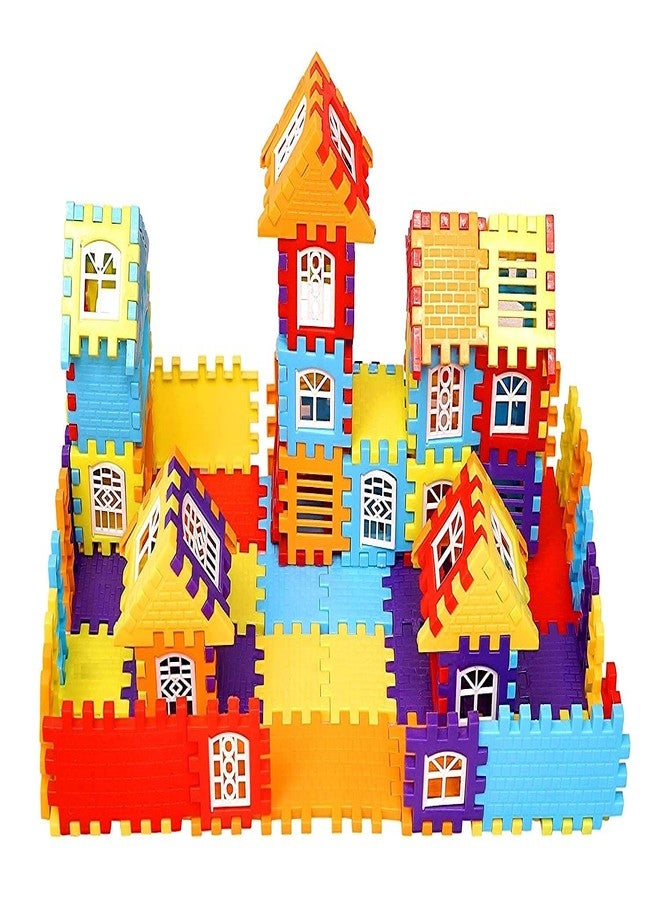 KHVIRJA Building Blocks for Kids - 50 Pcs, Mega Jumbo Happy Home House Building Blocks Set Big Size House Building Blocks with Windows, Block Game for Kids -Multicolor - Image 1